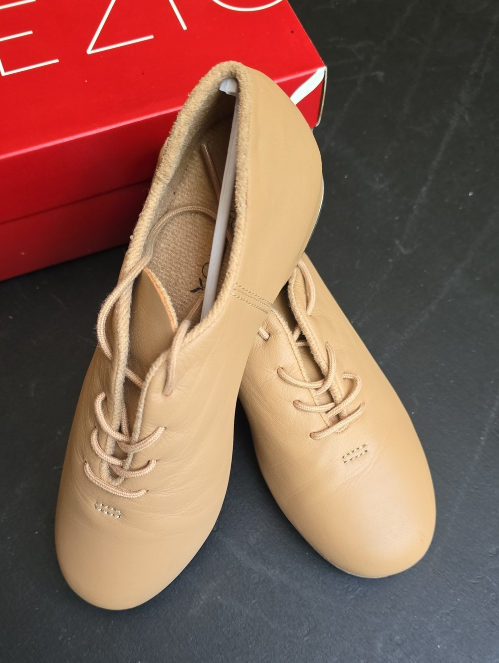 Capezio Cadence Lace-Up Caramel Leather Tap Shoes